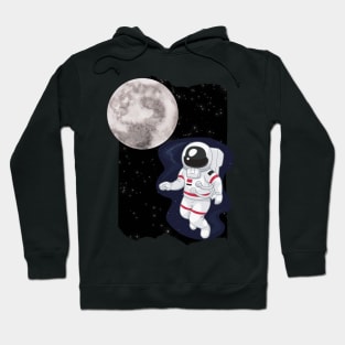 Floating astronaut Ufo alien abduction funny cute spaceship moon mars cosmic space Hoodie